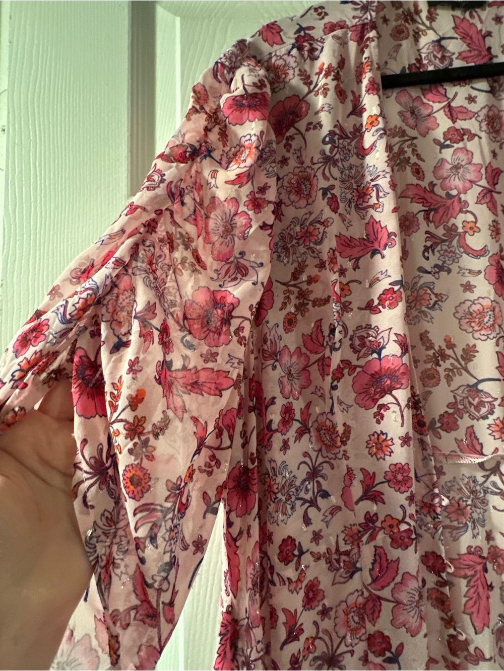 torrid EUC Pink Floral Chiffon Open Kimono - Picture 4 of 16